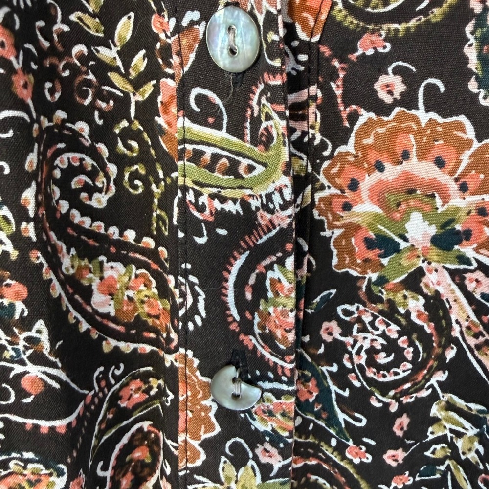 J Jill Paisley Tunic Women XS Black Multi Long Sleeve Button Front Top Boho Fall - Picture 3 of 8